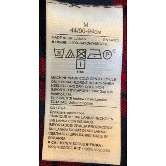 Banana Republic Red Navy Plaid Flannel Dillon Button Up Academia Ruffled Top Med - Picture 13 of 13